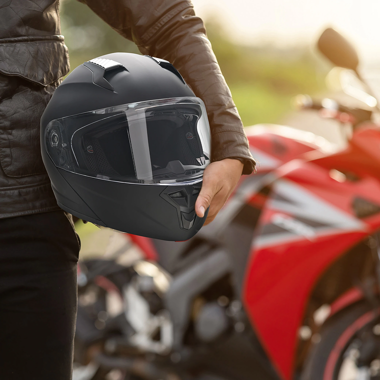 Capacete de Moto Integral HOMCOM Tamanho XL (60cm) - Dupla Viseira, Cabecote Anti-Colisão, Homologação ECE 22.05, Preto Fosco 2