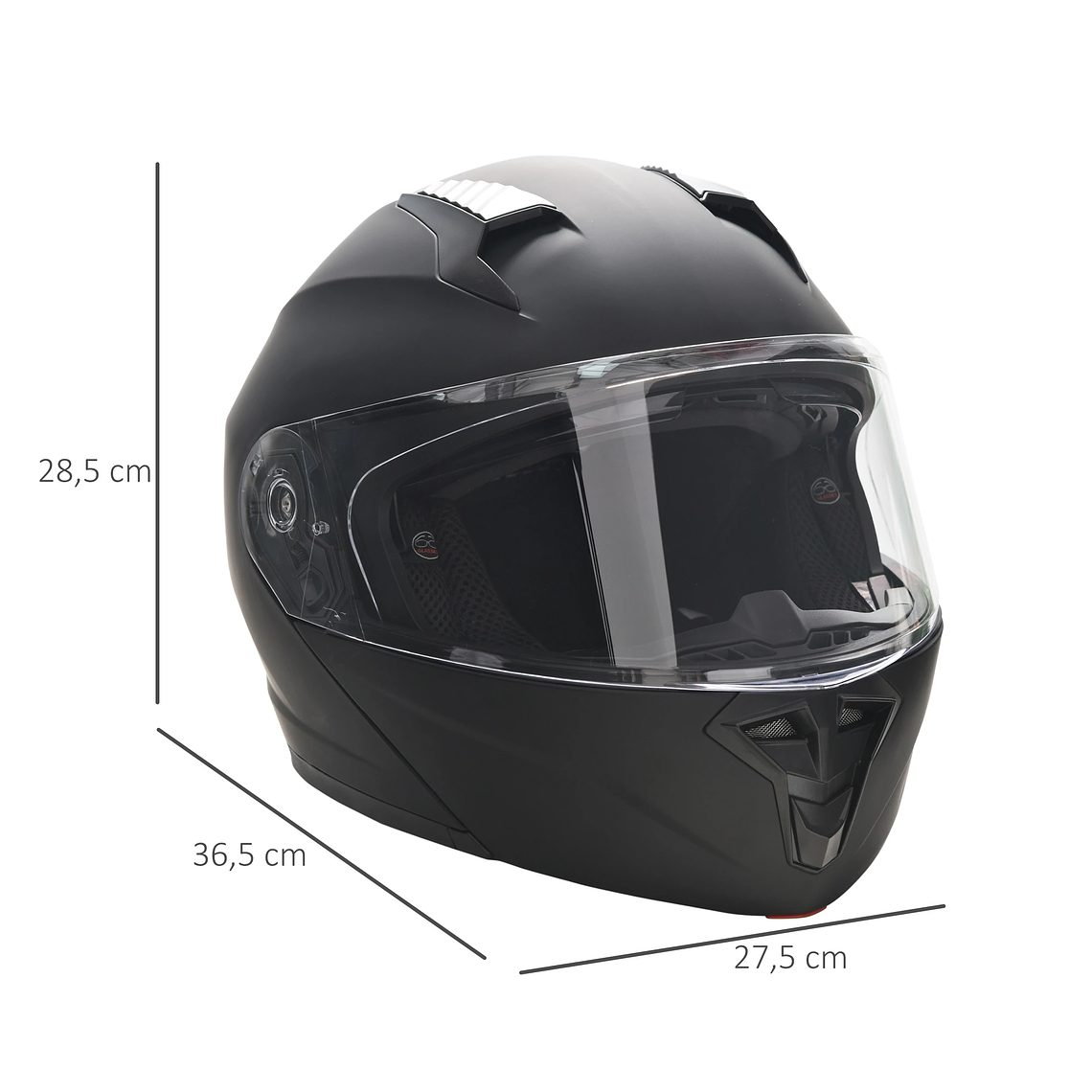 Capacete de Moto Integral HOMCOM Tamanho XL (60cm) - Dupla Viseira, Cabecote Anti-Colisão, Homologação ECE 22.05, Preto Fosco 9