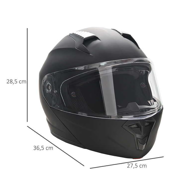 Capacete de Moto Integral HOMCOM Tamanho XL (60cm) - Dupla Viseira, Cabecote Anti-Colisão, Homologação ECE 22.05, Preto Fosco 9