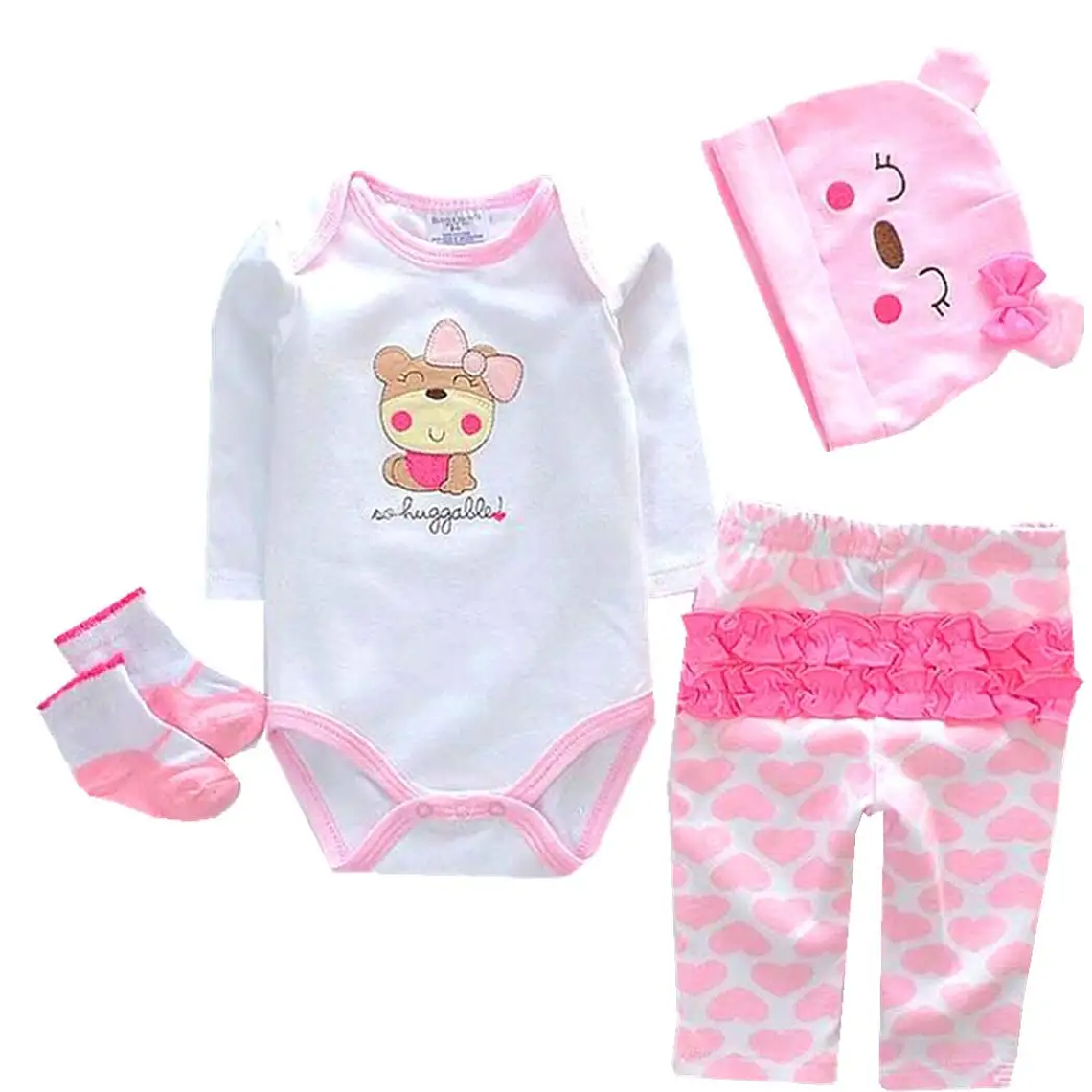 Reborn Dolls Baby Clothes Pink Outfits for 20