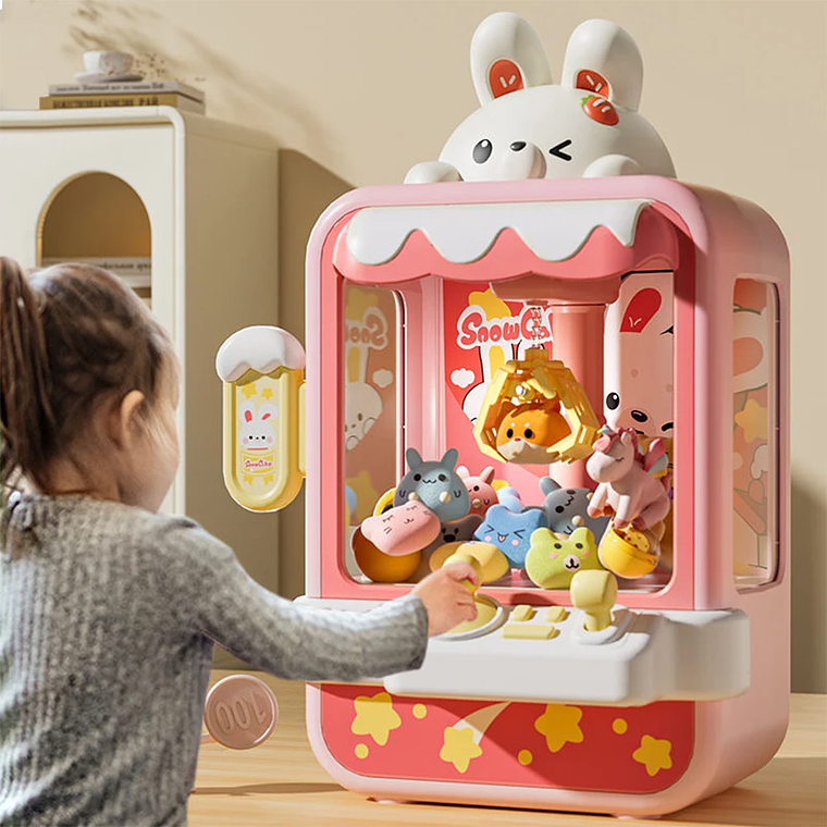 Máquina de Garra Coelhinho para Crianças | Mini Arcada de Premios com Música e Luzes | Presente de Festa para Meninas 1