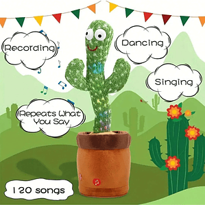 Cacto Dançante e Falante Interativo | Canta, Imita a Voz, Grava, 120 Músicas | Presente para Crianças