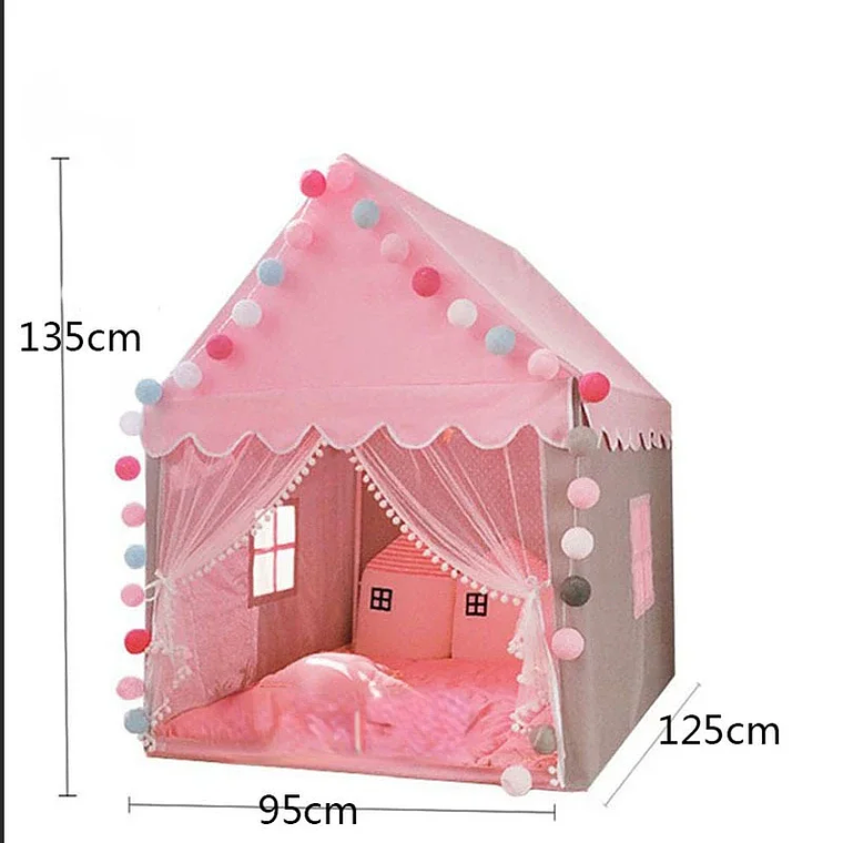 Tenda Castelo de Princesa Rosa para Crianças | Casa de Brincar Portátil e Dobrável | Decoração para Quarto Infantil 4