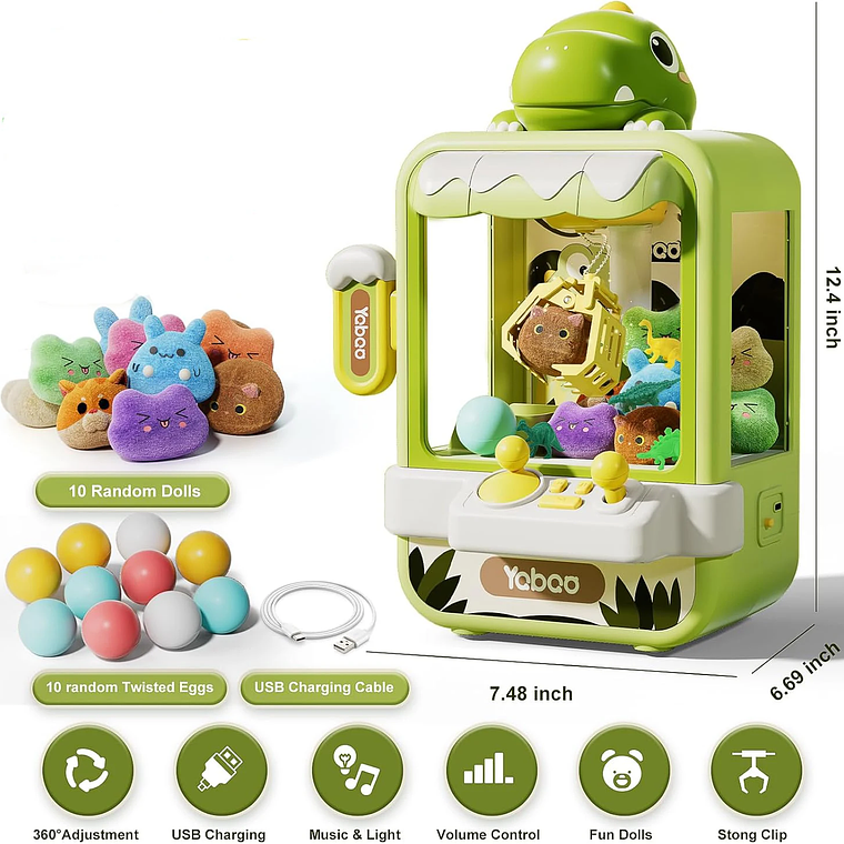 Máquina de Garra Coelhinho para Crianças | Mini Arcada de Premios com Música e Luzes | Presente de Festa para Meninas 6