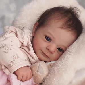 Boneca Reborn Bebé Recém-Nascido 49cm | Pintura Manual Genesis 3D, Corpo de Pano Macio Articulado, Cabelo Enraizado