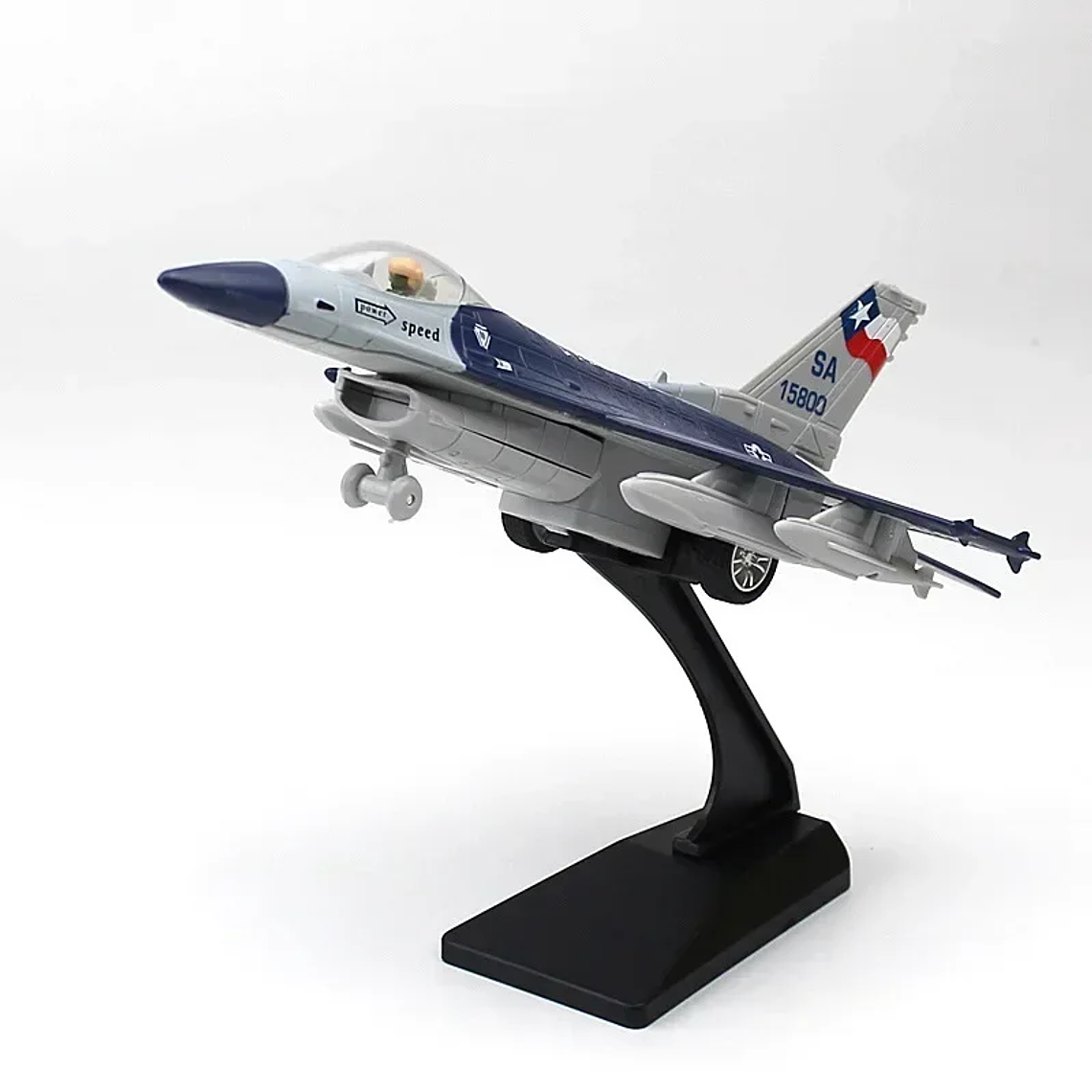 Modelo de Caça F-16 Die-Cast 1:72 - Com Som, Luz e Função Inércia | Colecionável Militar 2