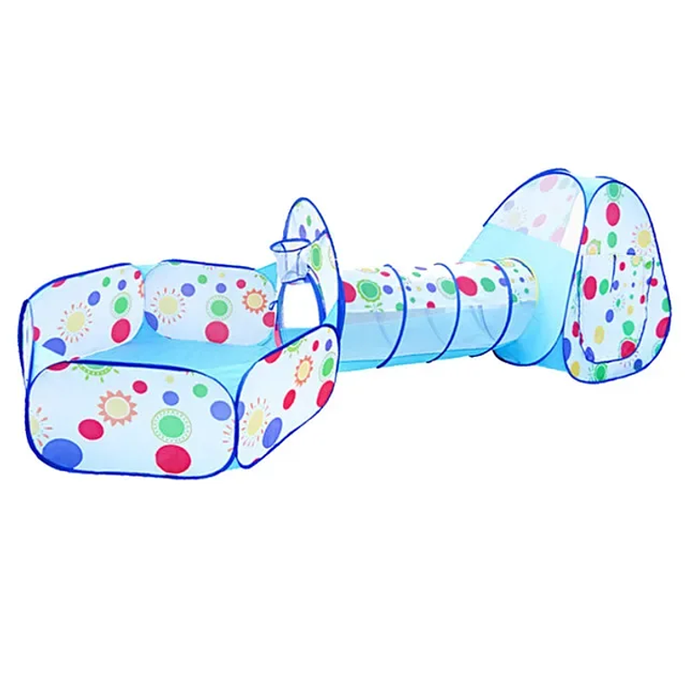 Parque Infantil 3 em 1 Portátil | Tenda + Piscina de Bolas + Túnel de Rastejo (3m) | Para Casa e Jardim, Presente para Crianças 7