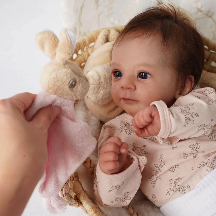 Boneca Reborn Bebé Recém-Nascido 49cm | Pintura Manual Genesis 3D, Corpo de Pano Macio Articulado, Cabelo Enraizado 3