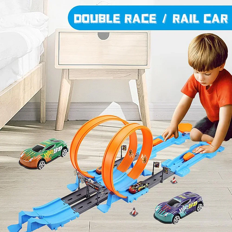  Kit Pista de Corridas com Catapulta - 2 Carros, Montagem DIY, Competição de Inércia 3