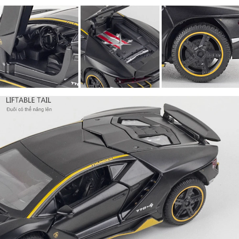Modelo Lamborghini LP770 1:32 com Luz e Som - Alloy, Portas que Abrem, Pull-Back | Brinquedo 6