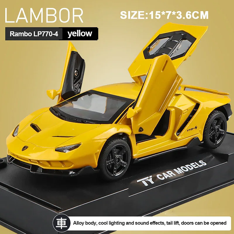 Modelo Lamborghini LP770 1:32 com Luz e Som - Alloy, Portas que Abrem, Pull-Back | Brinquedo 10