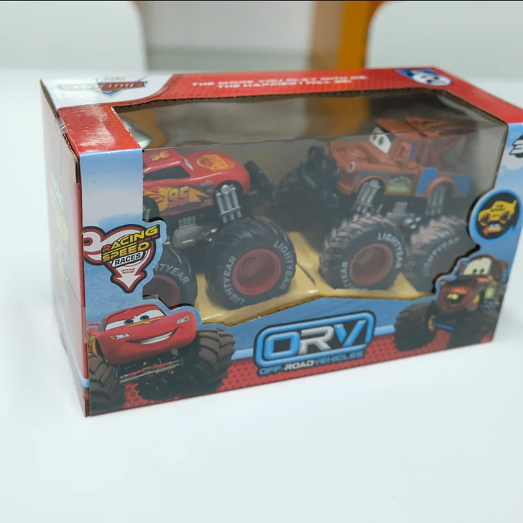 Conjunto 2 Carros Disney Cars com Inércia - Lightning McQueen & Mater, Off-Road | Brinquedo 3