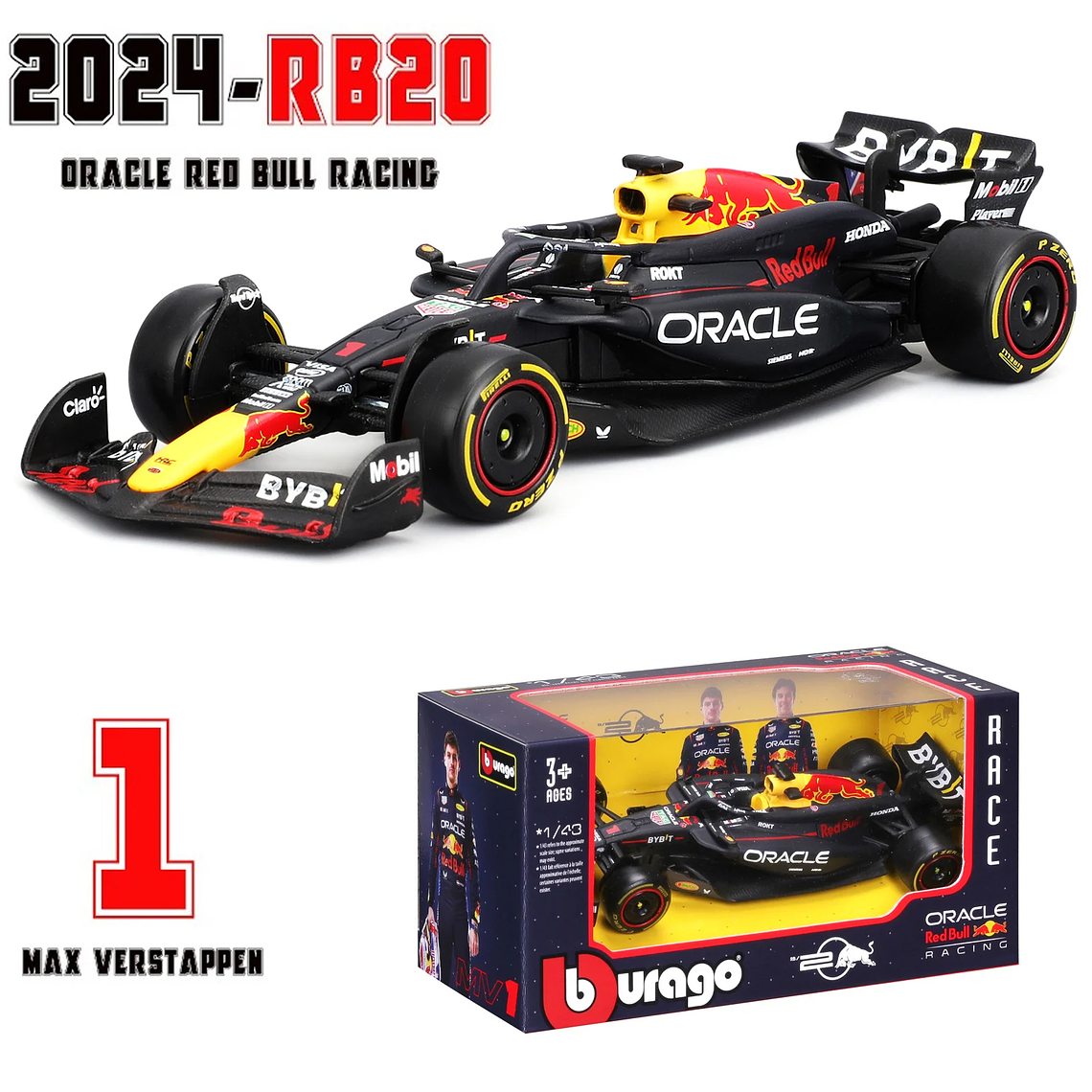 Modelo 1:43 Bburago F1 - McLaren MCL60, MCL38, Red Bull RB20 e RB19, Coleção Carro Estático de Metal 3