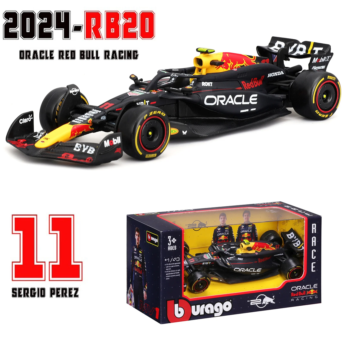 Modelo 1:43 Bburago F1 - McLaren MCL60, MCL38, Red Bull RB20 e RB19, Coleção Carro Estático de Metal 4