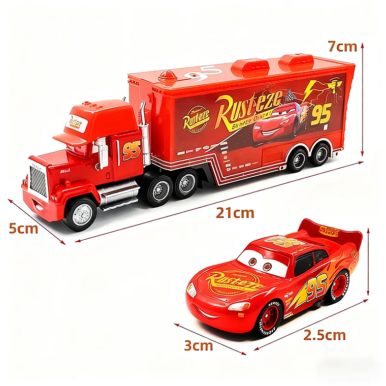 Coleção Disney Pixar Cars 12 Peças Presente - Carros de Metal McQueen, Jackson e Caminhão, Escala 1:55 3