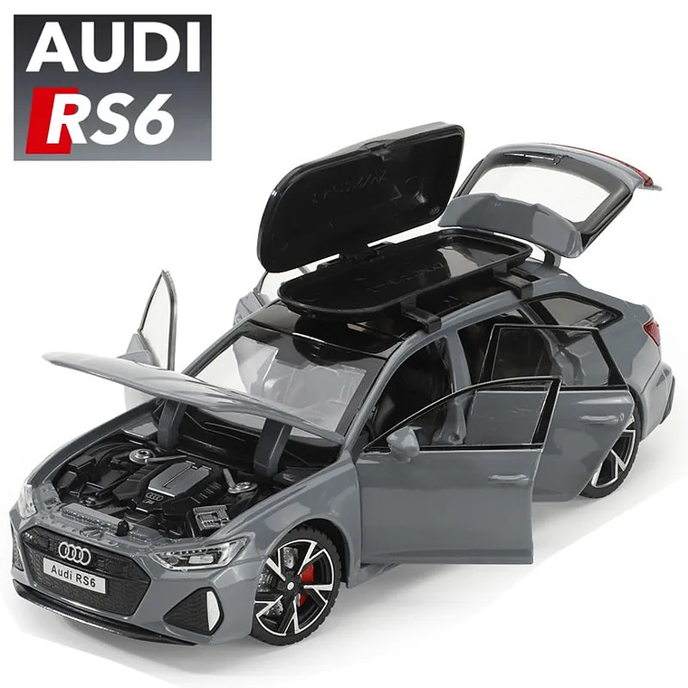 Modelo 1/32 Audi RS6 Colecionável - Carro de Metal com Som, Luz e Portas que Abrem 1