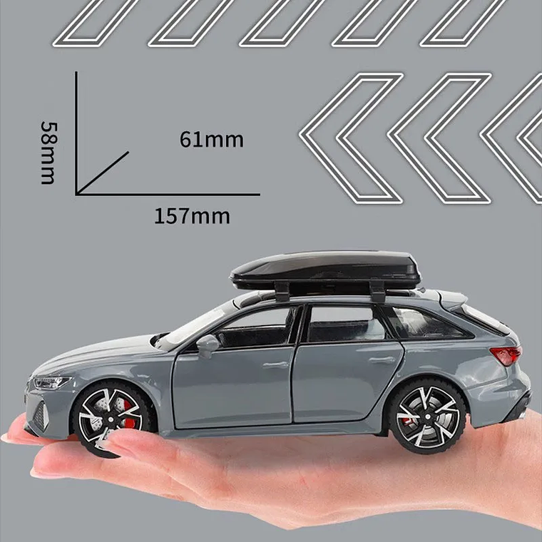 Modelo 1/32 Audi RS6 Colecionável - Carro de Metal com Som, Luz e Portas que Abrem 3