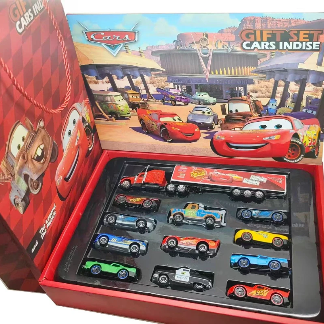 Coleção Disney Pixar Cars 12 Peças Presente - Carros de Metal McQueen, Jackson e Caminhão, Escala 1:55 8