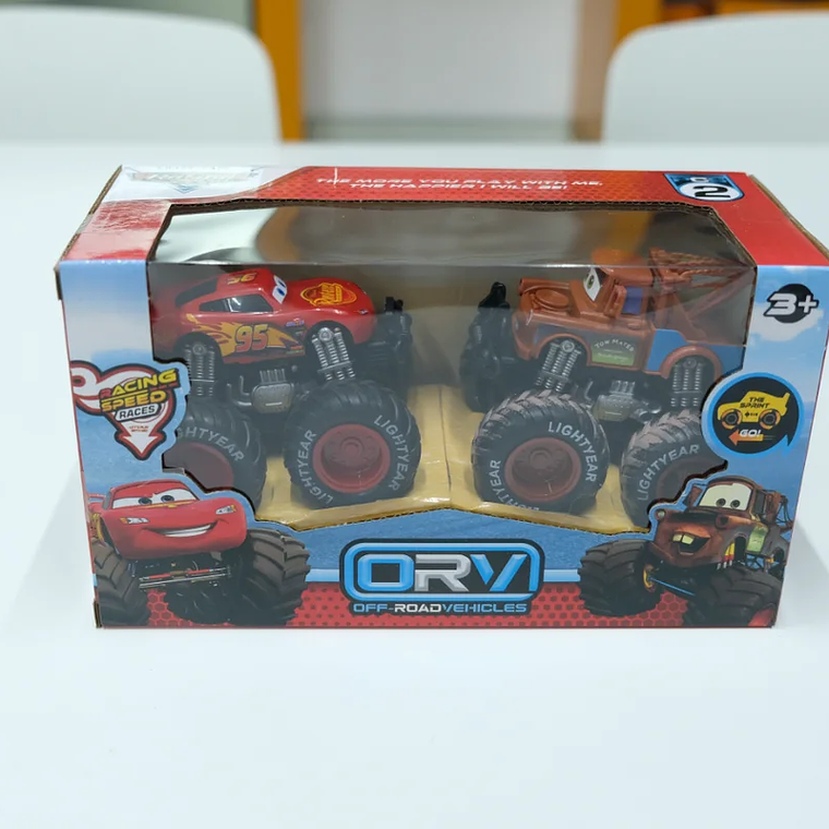Conjunto 2 Carros Disney Cars com Inércia - Lightning McQueen & Mater, Off-Road | Brinquedo 8