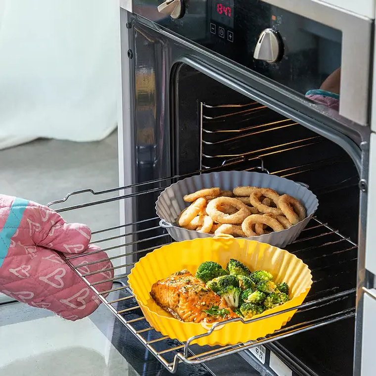 Air Fryer Basket Kit + Silicone Brush (2 Units) | Non-stick and Washable | InnovaGoods 3
