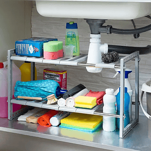 Estante Organizadora Extensível para Lava-Louça - Ajustável 37-66cm, 2 Prateleiras | InnovaGoods