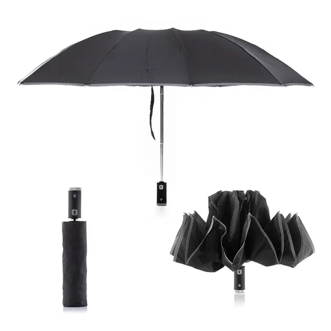 Guarda-chuva com Fecho Invertido e LED Folbrella - Automático, Antigotejamento, Segurança Noturna | InnovaGoods 14