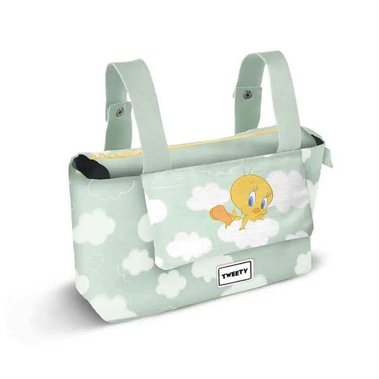 Bolsa para Troca de Fraldas Tweety Looney Tunes - Prática, Espaçosa (39x24x12 cm), Verde 1