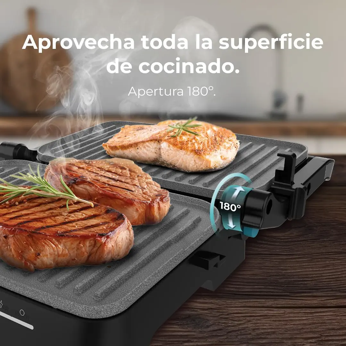 Barbecue Elétrico Cecotec Rock'nGrill 2000W | Pedra Vulcânica, 180º, Antiaderente, Preto 3