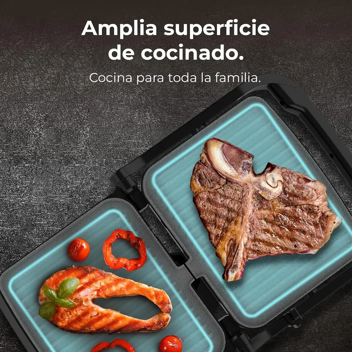 Barbecue Elétrico Cecotec Rock'nGrill 2000W | Pedra Vulcânica, 180º, Antiaderente, Preto 4