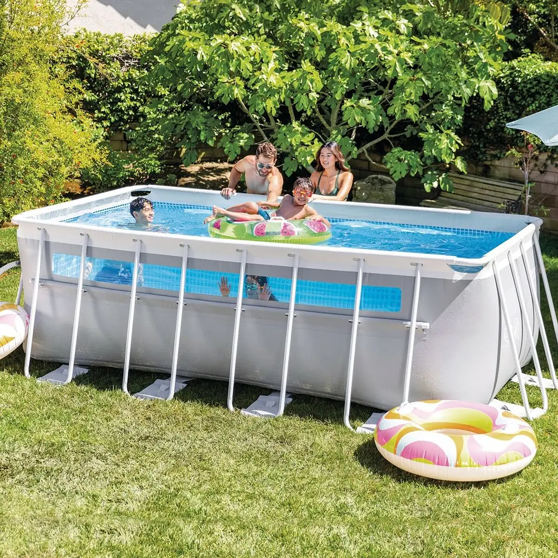 Piscina Desmontável Intex Retangular 400x122x200cm | 8.418L, com Filtro, Escada, Cobertor 1
