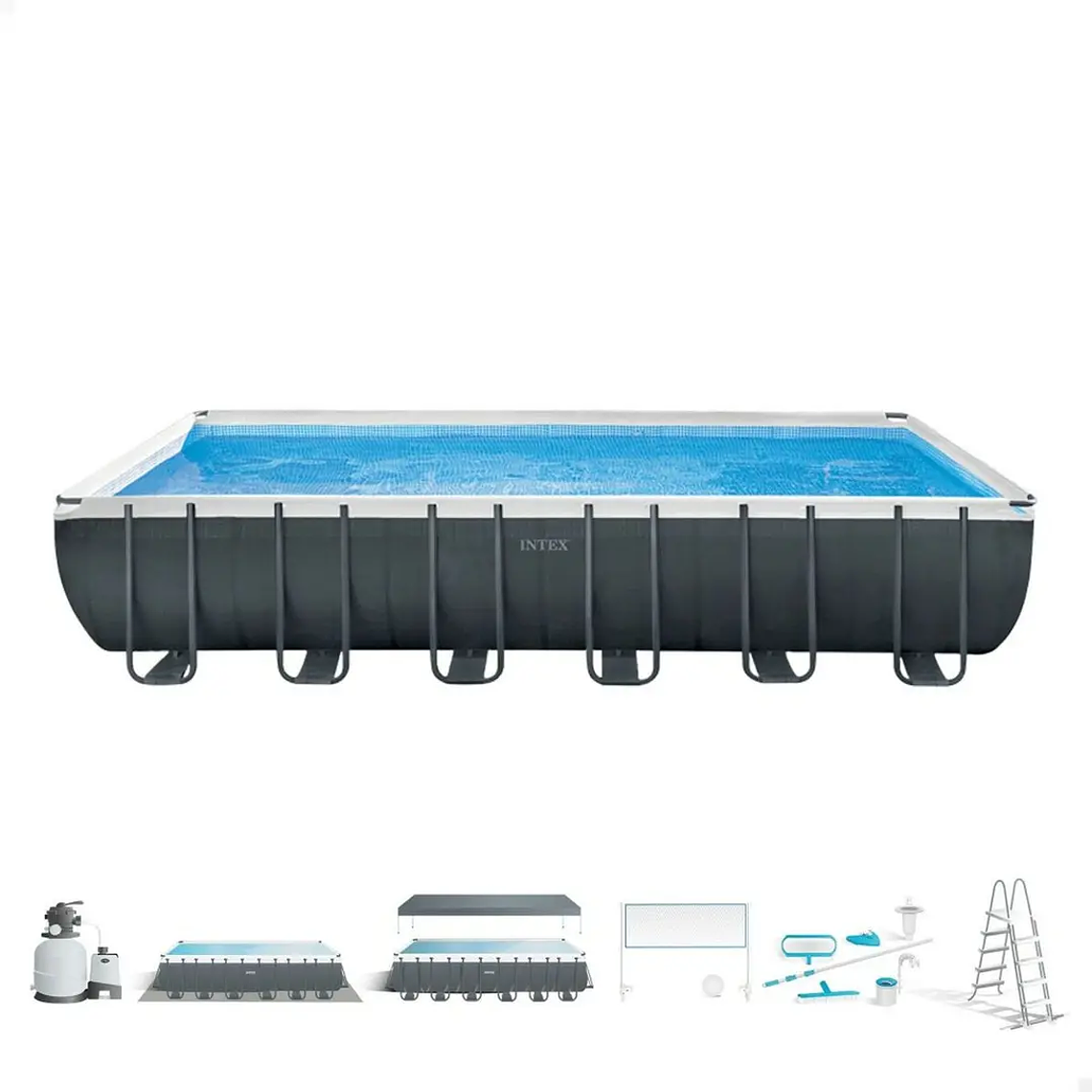 Piscina Intex Retangular 732x366x132cm | 31.805L, Filtro 7.900L/h, Montagem 60min 5