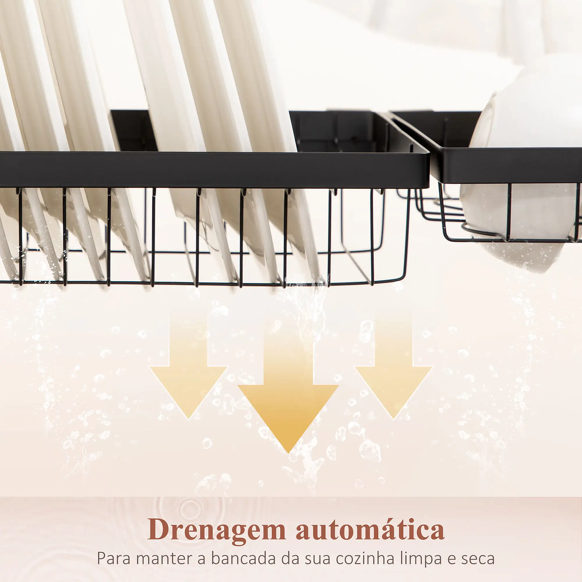 Escorredor de Louça Sobre a Pia 2 Níveis | Multifuncional com Prateleira, Suporte para Facas e Talheres | Aço Preto 100cm | Até 26kg 8