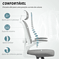 Mesh Office Chair with Adjustable Lumbar and Head Support | Swivel, Folding Arms | Gray - thumbnail 6