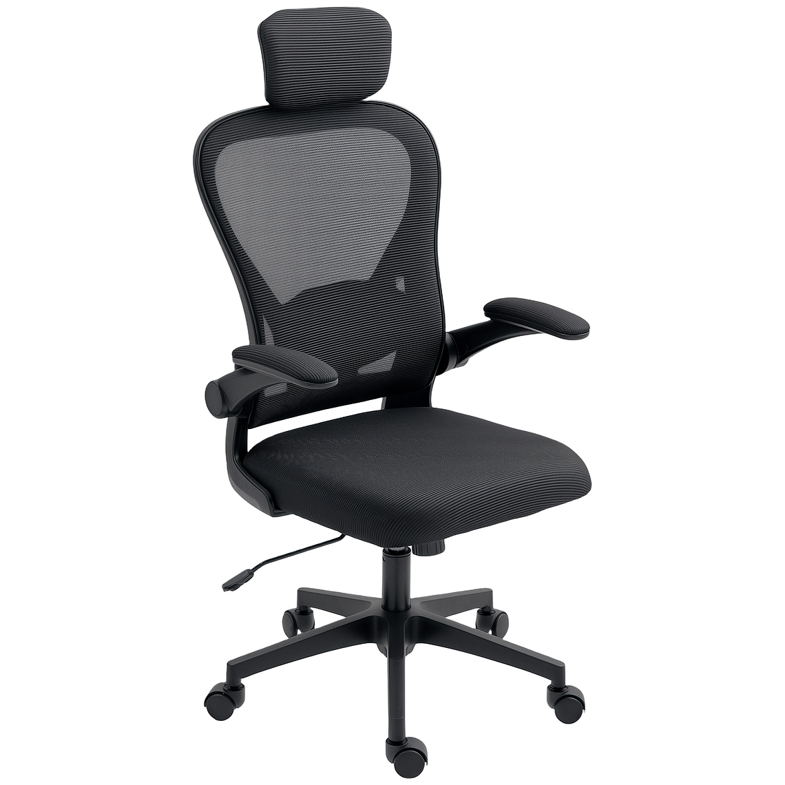 Mesh Office Chair with Adjustable Lumbar and Head Support | Swivel, Folding Arms | Gray 11