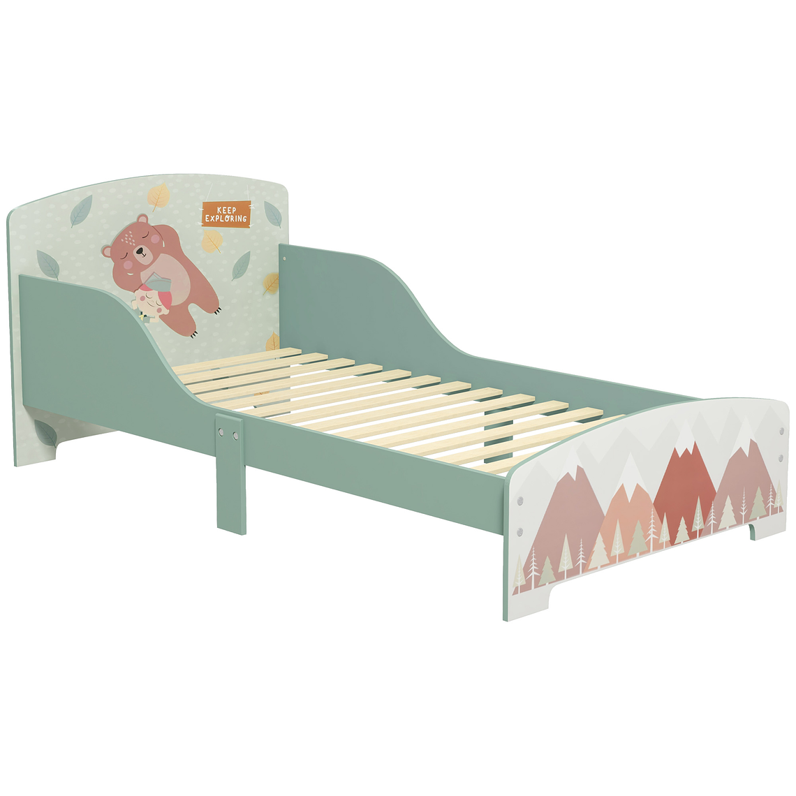 Cama Infantil Baixa com Barreiras de Proteção | Design com Estampa Animal, Rosa | Para Colchão 140x70 cm 11