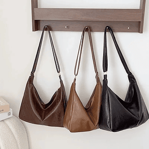 Bolsa Crossbody Vintage em Couro Sintético Maillard | Bolsa Tote Feminina Grande Capacidade para Dia a Dia e Trabalho