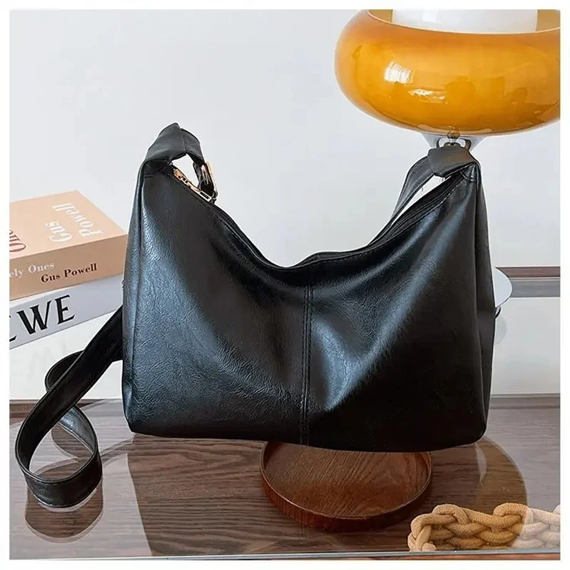 Bolsa Crossbody Vintage em Couro Sintético Maillard | Bolsa Tote Feminina Grande Capacidade para Dia a Dia e Trabalho 2