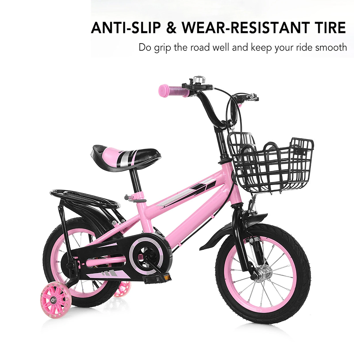 Bicicleta Infantil Ajustável 12/14/16 Polegadas com Cesto Removível | Bicicleta para Crianças de 2 a 7 Anos 3