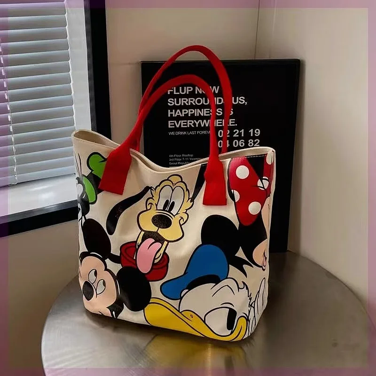 Mala de Ombro Disney Mickey | Mala de Lona Grande Capacidade para Mulheres, Estudantes e Uso Casual 3