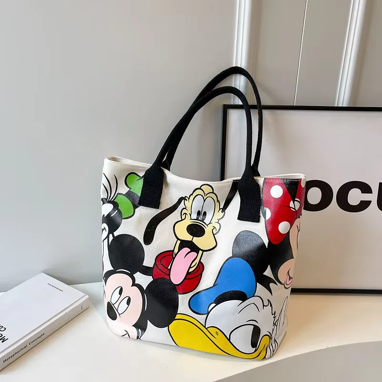 Mala de Ombro Disney Mickey | Mala de Lona Grande Capacidade para Mulheres, Estudantes e Uso Casual 4