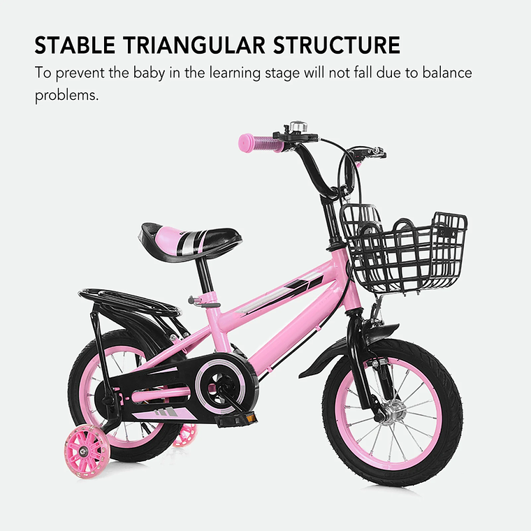 Bicicleta Infantil Ajustável 12/14/16 Polegadas com Cesto Removível | Bicicleta para Crianças de 2 a 7 Anos 5