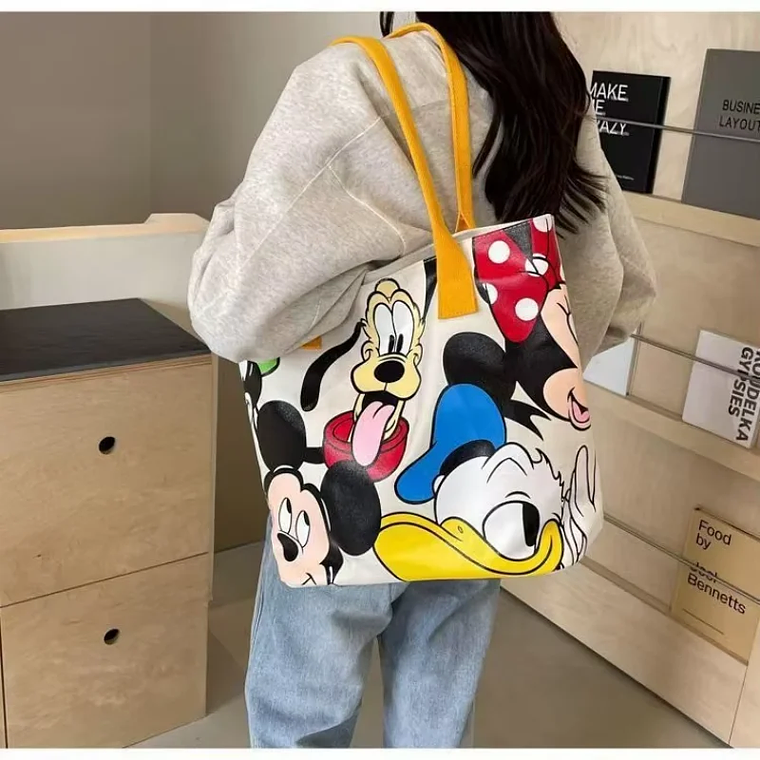Mala de Ombro Disney Mickey | Mala de Lona Grande Capacidade para Mulheres, Estudantes e Uso Casual 6