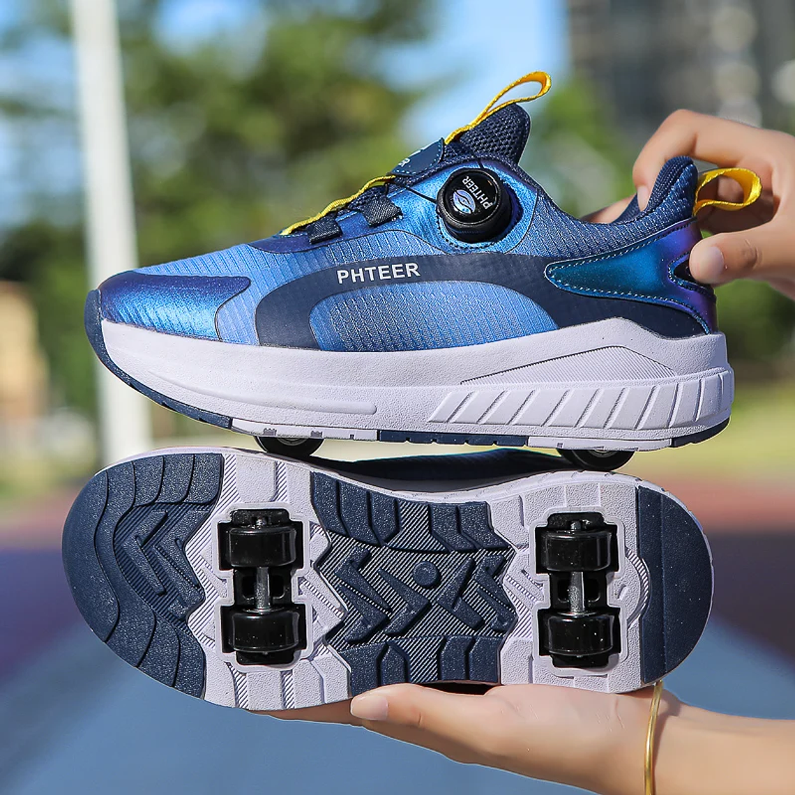 Patins 2 Rodas Infantis com Luzes | Tênis Patinete com Rodas Removíveis e Varinha Mágica para Crianças e Adolescentes 2