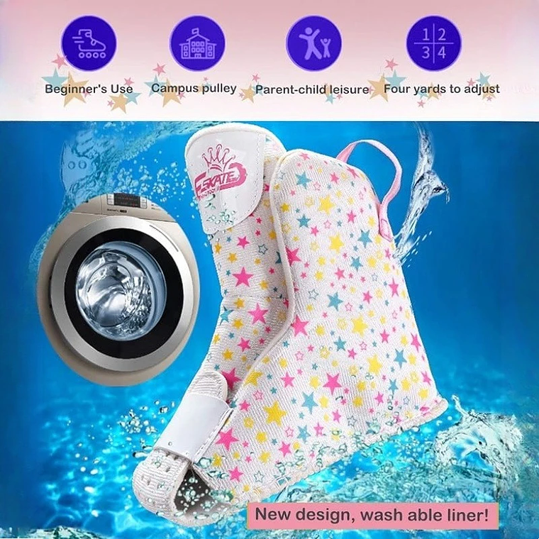 Patins Dupla Fileira Brilhantes para Crianças | Patins 4 Rodas Ajustáveis com Luzes para Iniciantes, Unissex 5