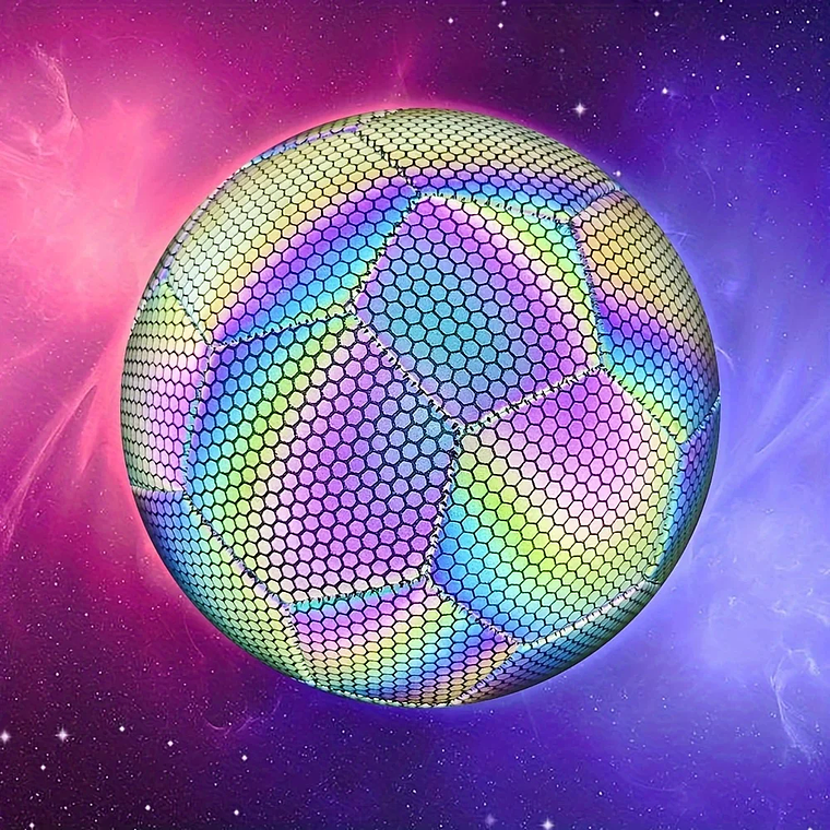 Bola de Futebol Refletiva Tamanho 5 Apoloiz | Bola de Futebol Luminosa Colorida para Treino Indoor e Outdoor 5