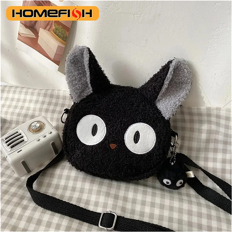 Bolsa Crossbody Kawaii Estilo Japonês | Bolsa de Ombro em Pelúcia com Estampa de Gato para Mulheres e Jovens | Bolsa Feminina para Celular e Carteira 2