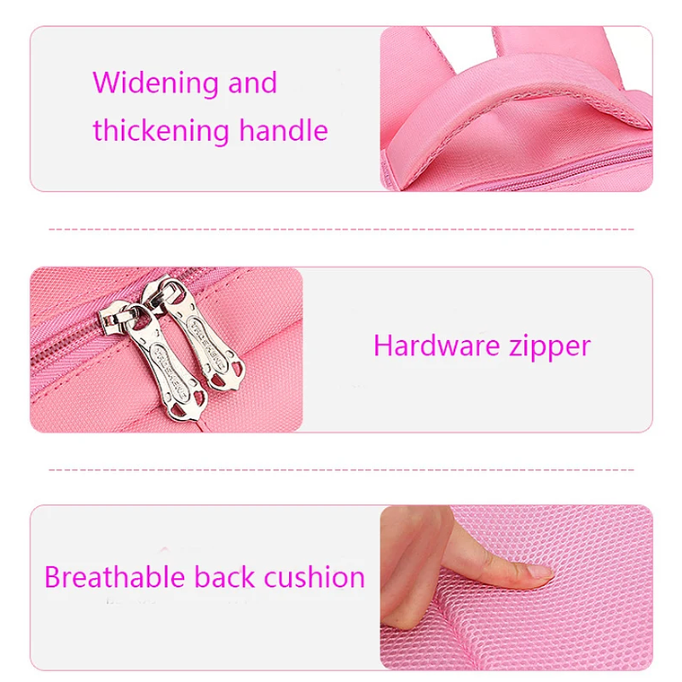 Pink Kitten Backpack with Bow | Girls' School Backpack with Diamond Details | Princess for Early Childhood and Elementary Education 6