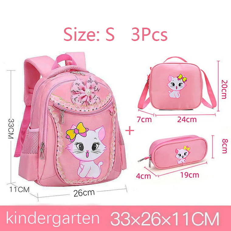 Pink Kitten Backpack with Bow | Girls' School Backpack with Diamond Details | Princess for Early Childhood and Elementary Education 9