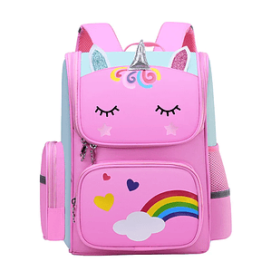 Mochila Escolar Unicórnio Grande Capacidade | Mochila Infantil Impermeável Kawaii para Meninas de 2 a 16 Anos | Com Detalhes Aplicados e Refletivos
