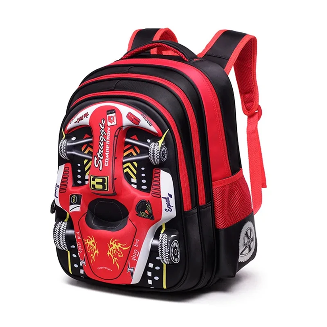 Mochila Infantil 3D para Carro | Mochila Escolar Leve e Impermeável para Crianças | Pré-Escola e Jardim de Infância - Cores Azul e Vermelho 1